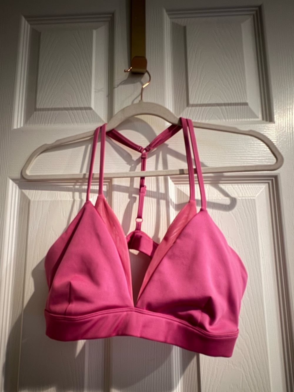 Alo- Pink Strappy Bralette with Mesh Cup Detailing - Women's Intimates